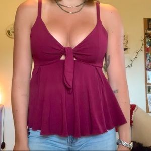 free people sleeveless burgundy blouse
